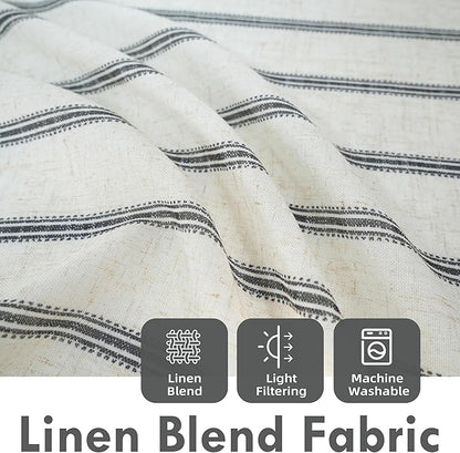 DriftAway Farmhouse Vertical Striped Linen Blend Textured Light Filtering Semi - Image 2