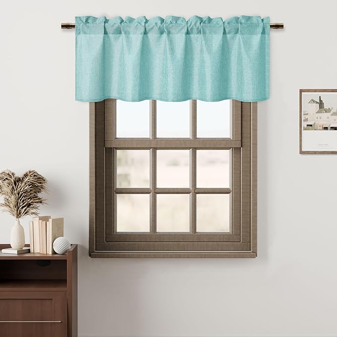 Hiasan Faux Linen Valance Curtains Rod Pocket Light Filtering Window Valance by Hiasan