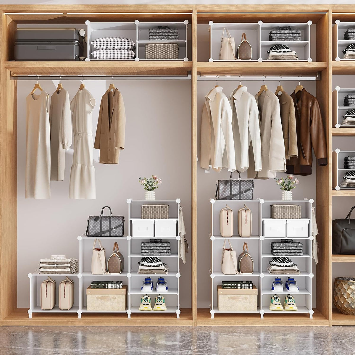 awtatos 6 cube closet organizer storage shelves, white showing dimensions