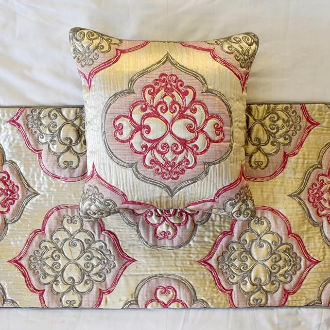 The HomeCentric King/Queen/Twin Pink Designer Queen 74"x18" Bed Runner - Image 3