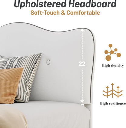cypbed twin bed frames and adjustable height headboard,white, close-up detail