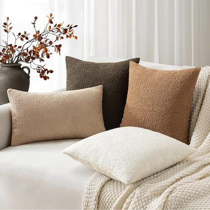 Woaboy Pack of 2 18x18 Inch Decorative Boucle Throw Pillow Covers Textured - Image 3