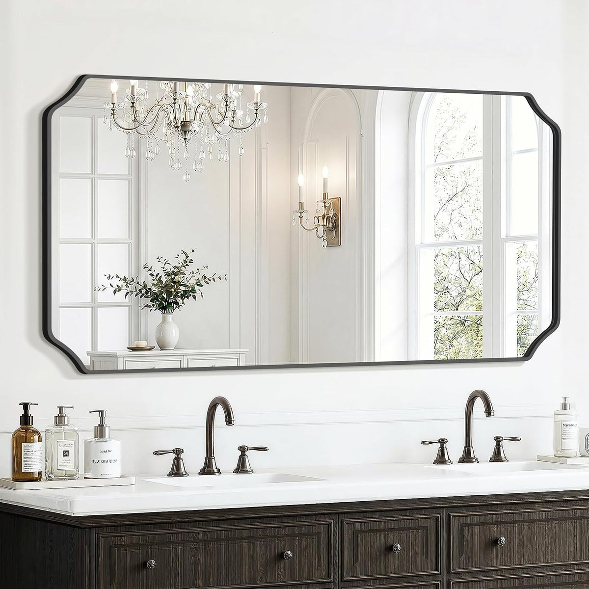 delma bathroom vanity mirror, black framed aluminum bathroom, main product view
