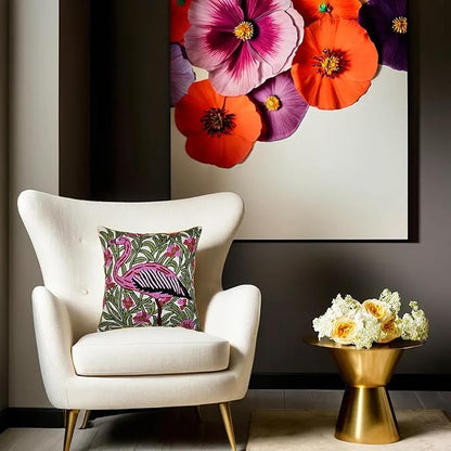 William Morris Flamingo Floral Pillow Cover - Image 9