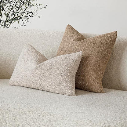 Foindtower Textured Boucle Throw Pillow Covers Accent Solid Lumbar Pillow Cases - Image 5
