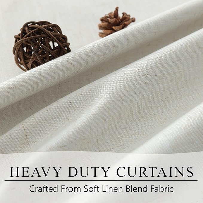 Total Blackout Linen Curtains 108 Inch Length 2 Panels Set - Image 6
