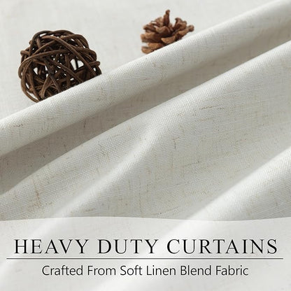 100 Inch Curtains Complete Blackout Linen Curtains - Image 3