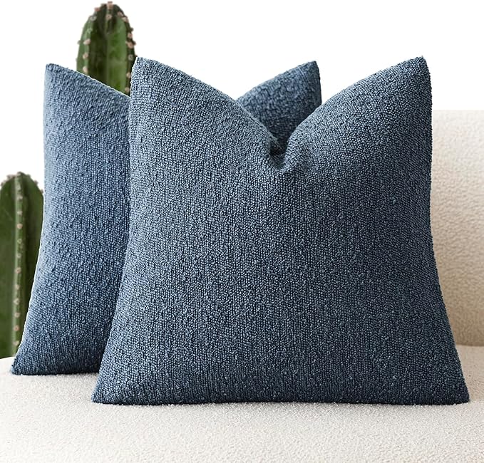 Foindtower Pack of 2 Textured Boucle Throw Pillow Covers Accent Solid Pillow by Foindtower