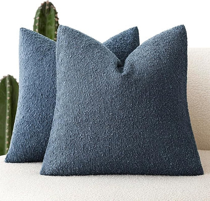Foindtower Pack of 2 Textured Boucle Throw Pillow Covers Accent Solid Pillow by Foindtower