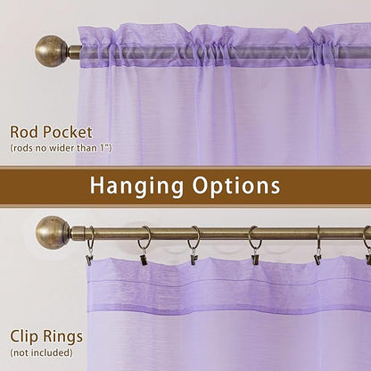 Purple Sheer Curtains 54 Inch Length, Privacy Semi Sheer Curtains - Image 6