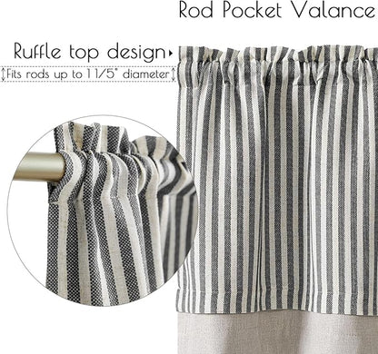 jinchan Linen Striped Valance for Windows 18 Inch Blackout Drapes for Small - Image 7
