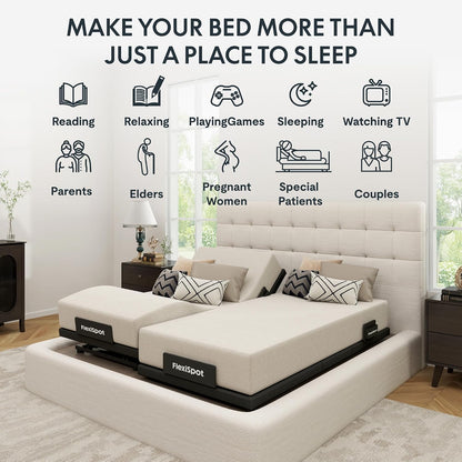 flexispot twin xl adjustable bed base with massage, side view