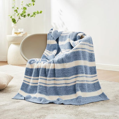Snuggle Sac Stripe Blue Blankets Luxurious Microfiber Fabric, Reversible Super - Image 7