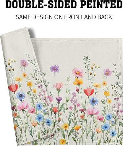 Giwawa 4PCs Spring Floral Placemats Summer Wildflowers Place Mat 12x18 Inch - Image 5