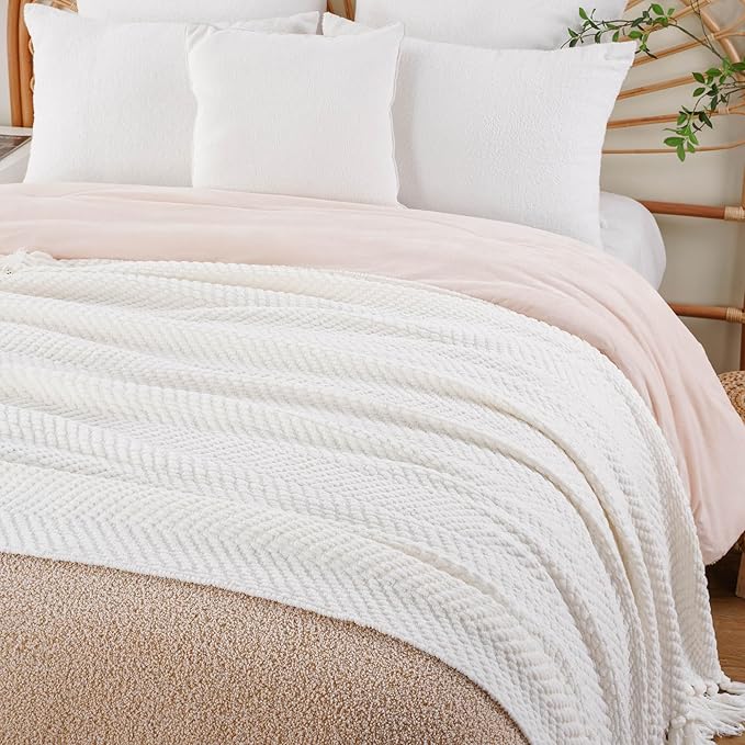 BATTILO HOME Cream White Throw Blanket - Image 7