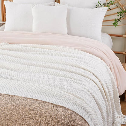 BATTILO HOME Cream White Throw Blanket - Image 7