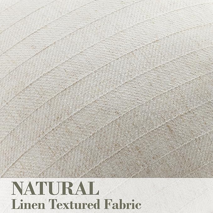 18x18 Linen Pillow Covers Beige Pack of 2 Farmhouse Boho Neutral Accents - Image 2