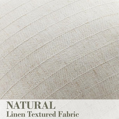 18x18 Linen Pillow Covers Beige Pack of 2 Farmhouse Boho Neutral Accents - Image 2