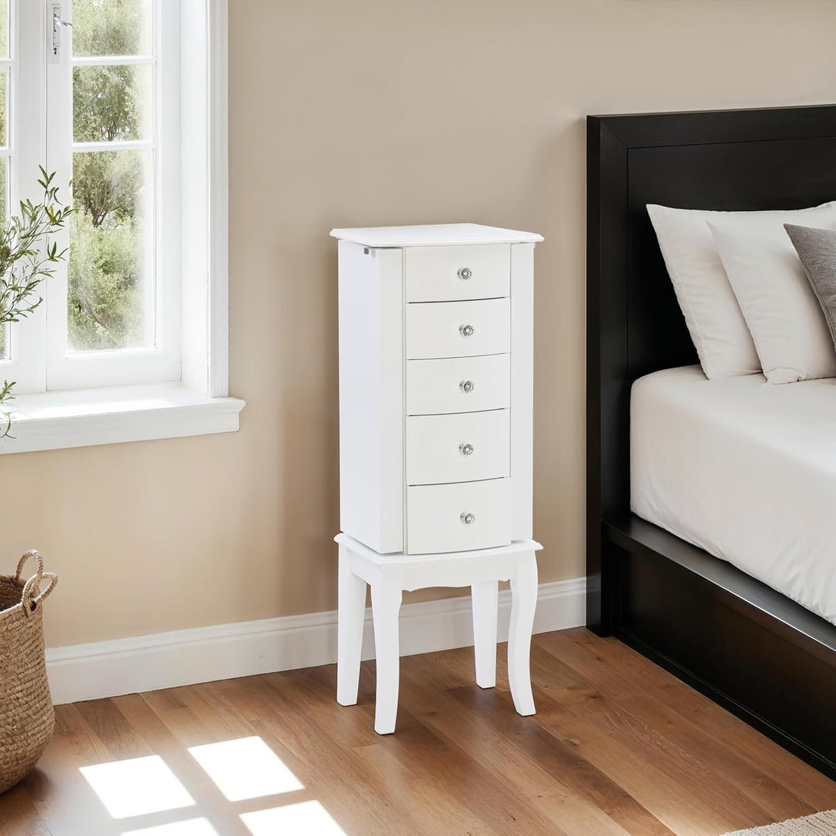 powell furniture jewelry armoire, white, 13"x 9.375"x 35.5", view 16