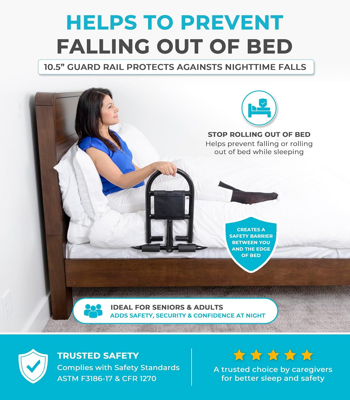 stander prime bed handle, bariatric safety bar for, close-up detail
