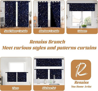 Renaiss 26 x 24 Inch Starry Night Kitchen Curtains Outer Space Star Galaxy - Image 8