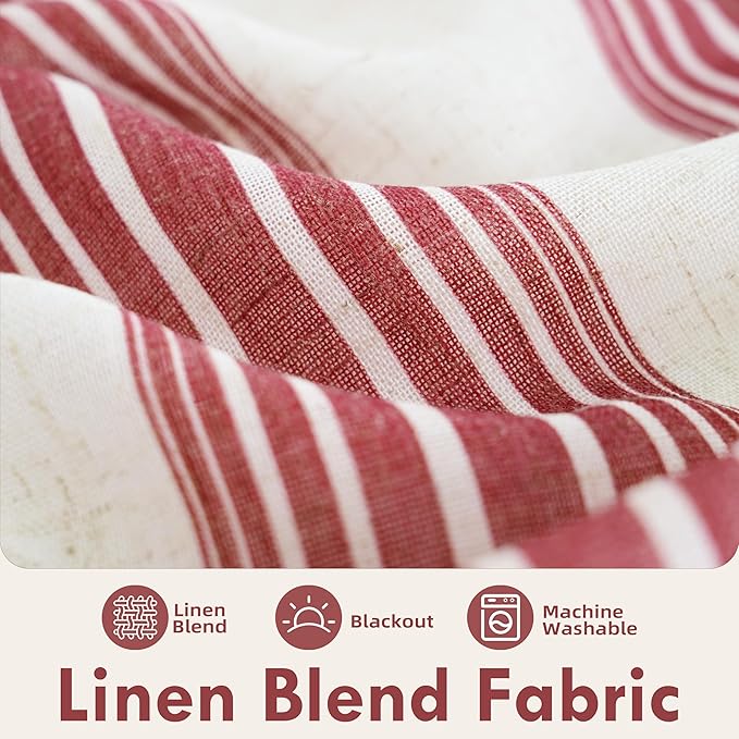 DriftAway Farmhouse Vertical Striped Linen Blend Textured Light Filtering Semi - Image 2