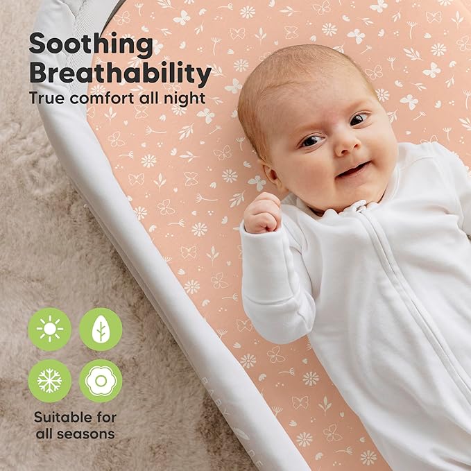 2-Pack Organic Bassinet Sheets for Girls, Boys - Image 4