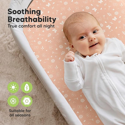 2-Pack Organic Bassinet Sheets for Girls, Boys - Image 4