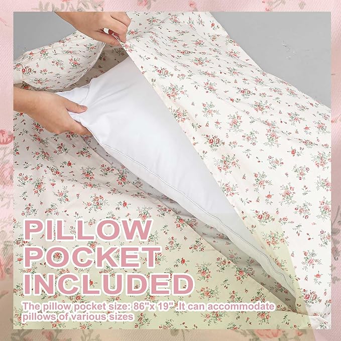 Sleeping Bag Liner 100% Cotton for Women Adult, 86 x 41 Pastoral Floral Cotton - Image 4