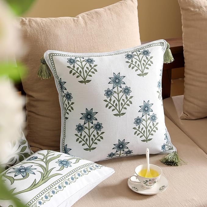 ISAENNE Design Fresh Linen Square Throw Pillow Covers 18"x18", French White - Image 7