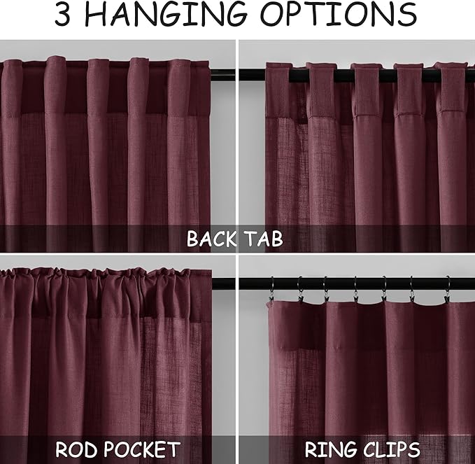 Nanspring Linen Curtains 108 Inches Long - Image 2