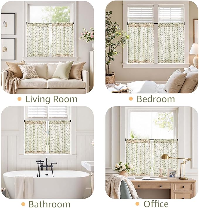 jinchan Arrow Boho Linen Blend Kitchen Curtains 24 Inch Length Christmas - Image 6