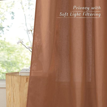 NICETOWN Caramel Short Linen Curtains - Image 7
