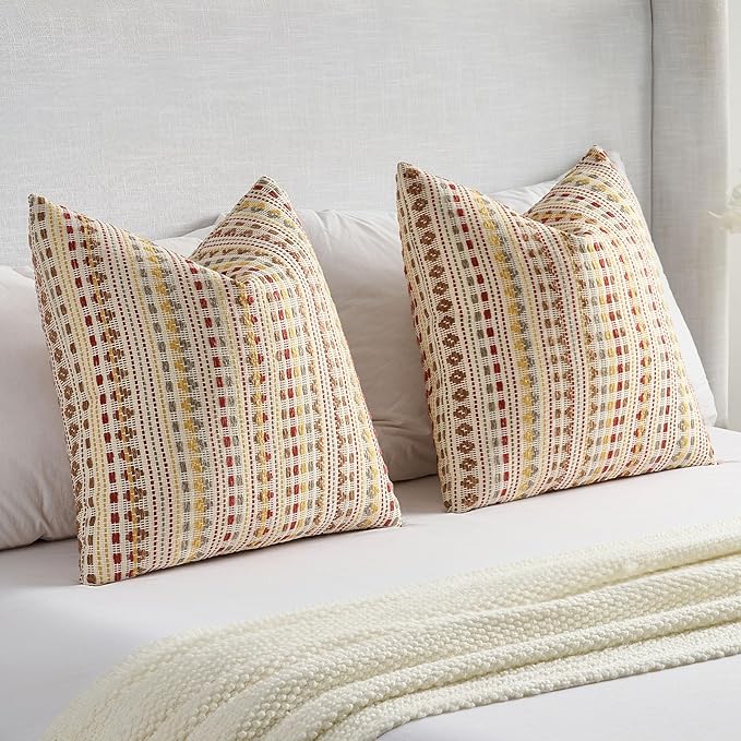 FUTEI Brown Red Decorative Throw Pillow Covers 20x20 Inch Set of 2, Soft Cozy - Image 6