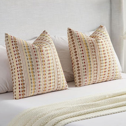 FUTEI Brown Red Decorative Throw Pillow Covers 20x20 Inch Set of 2, Soft Cozy - Image 6