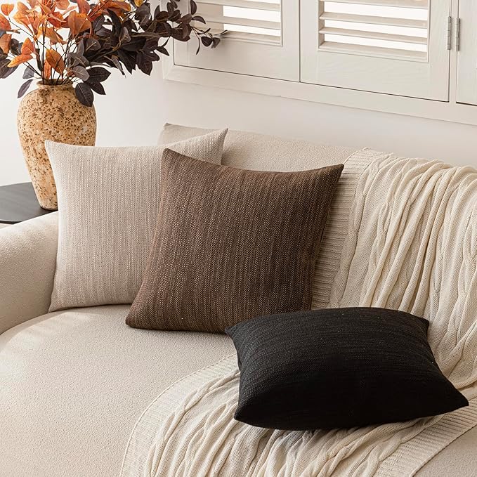 Foindtower Set of 2 Decorative Textured Burlap Linen Throw Pillow Covers - Image 6