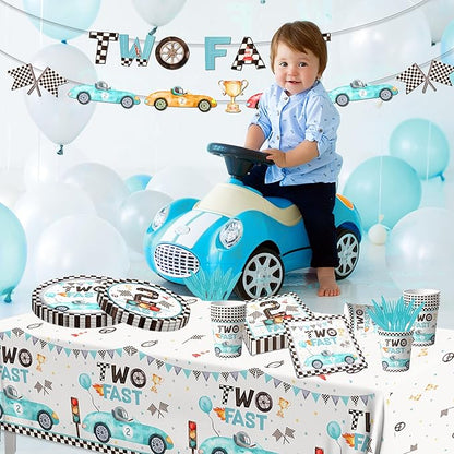 142pcs Two Fast Birthday Party Tableware Decorations - Image 4