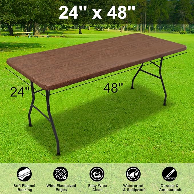 Smiry Rectangle Picnic Tablecloth, Waterproof Elastic Fitted Table Covers - Image 6