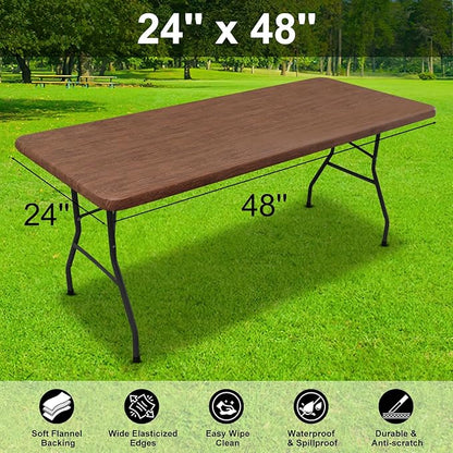 Smiry Rectangle Picnic Tablecloth, Waterproof Elastic Fitted Table Covers - Image 6