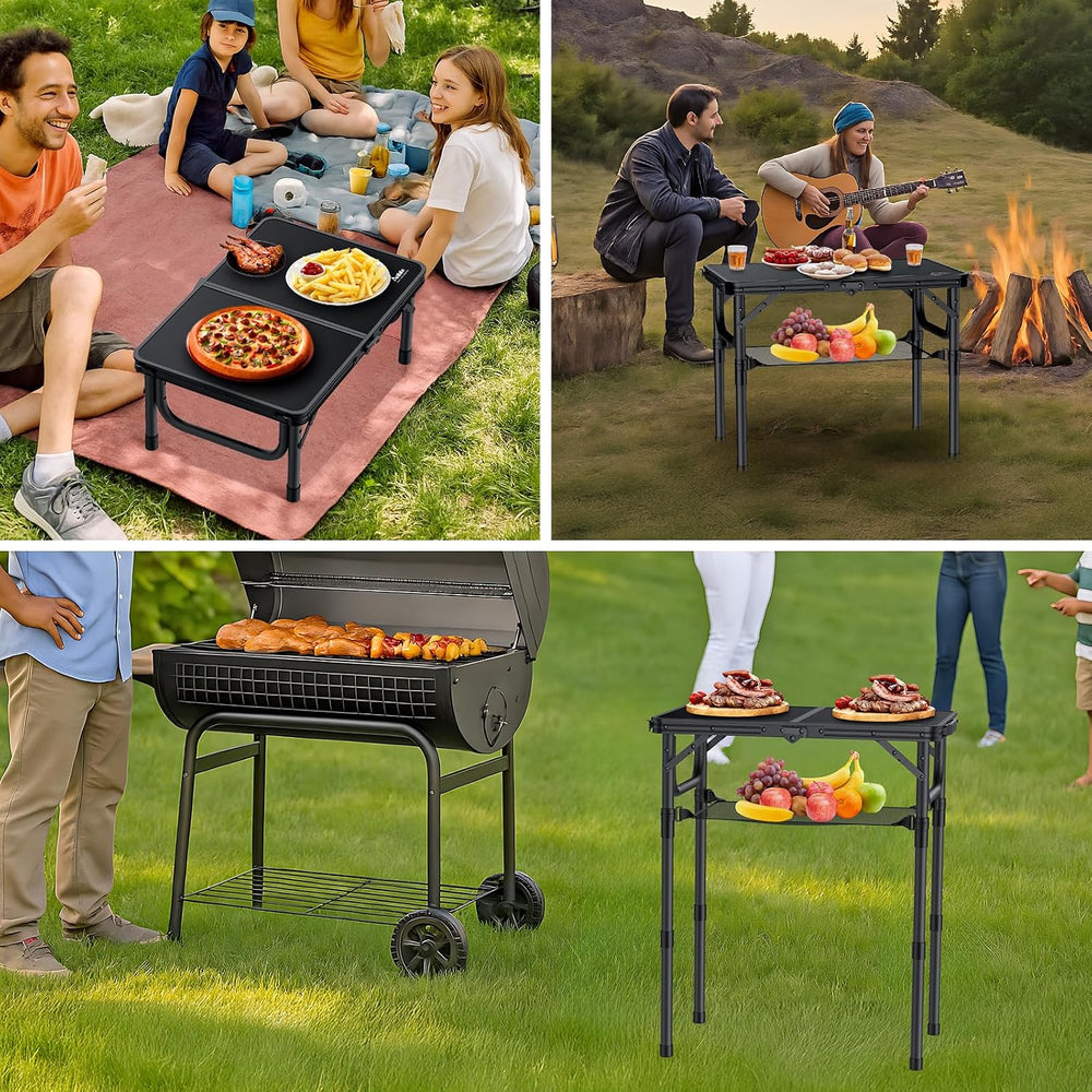 Anbte Folding Camping Table, 24"X 16" Adjustable Height Small Foldi...