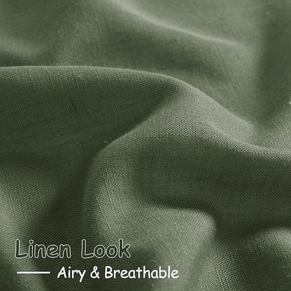 Extended Curtain Olive Green Linen Sheer Curtains - Image 4