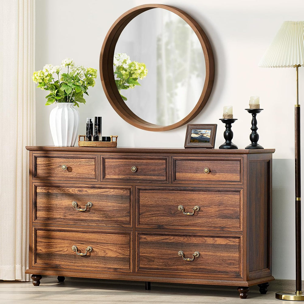 Joaxswe Farmhouse 54" 7 Drawers Dresser for Bedroom, Vintage Wood Chest ...
