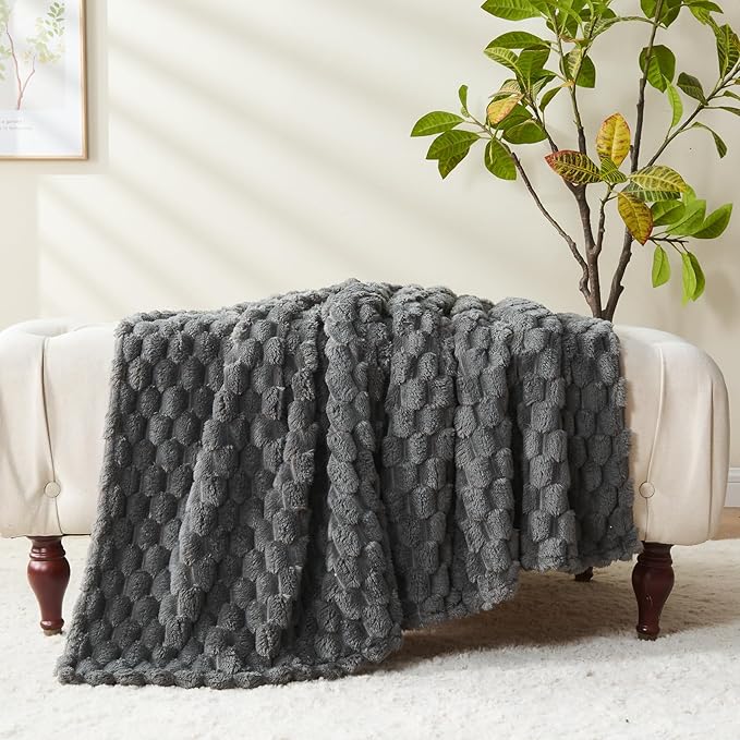 NEWCOSPLAY Super Soft Twin Blanket Grey Premium Silky Flannel Fleece 3D Clouds - Image 6