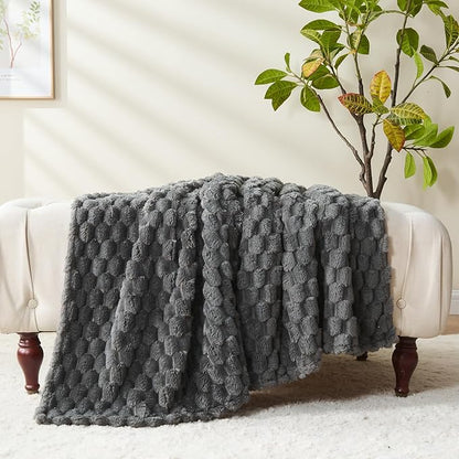 NEWCOSPLAY Super Soft Twin Blanket Grey Premium Silky Flannel Fleece 3D Clouds - Image 6