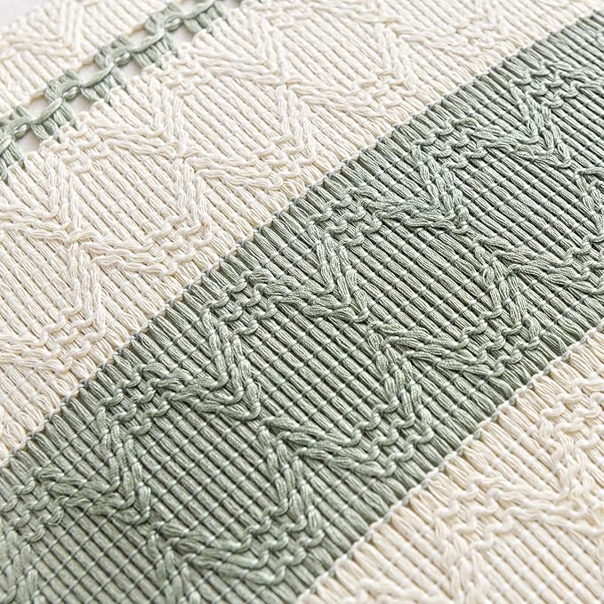 Fancy Homi Set of 2 Sage Green Boho Decorative Throw Pillow Covers 22x22 Inch - Image 4