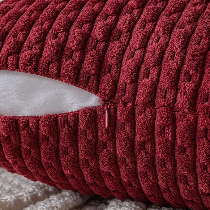 MIULEE Christmas Wine Red Throw Pillow Covers Soft Corduroy Decorative Set of 2 - Image 3