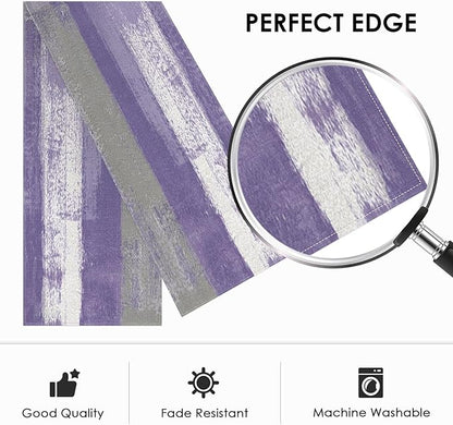 Emvency Farmhouse Table Runner, Vintage Purple Grey Abstract Art Painting - Image 2