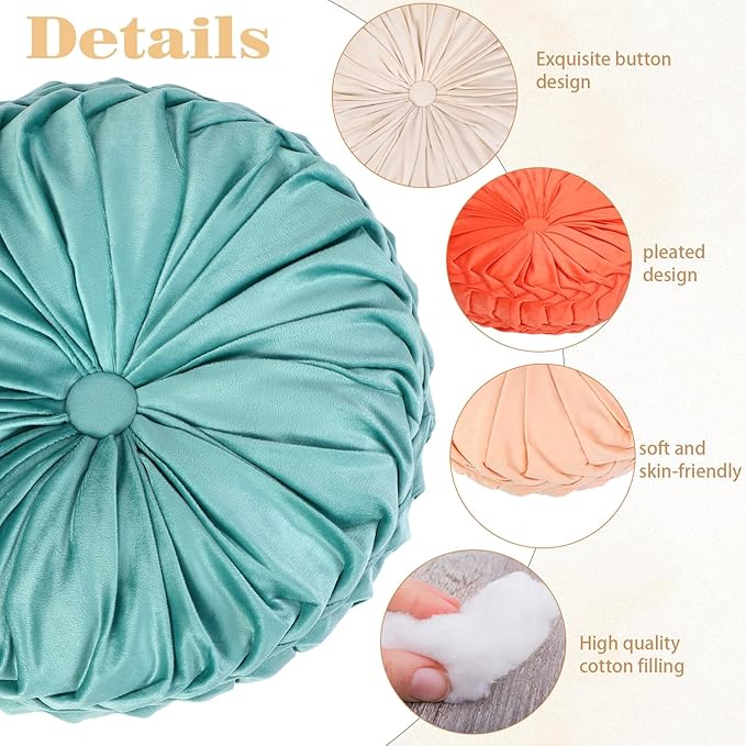 Yerliker 6 Pcs Floor Pillow Cushions 15inch Round Velvet Throw Pillows Colorful - Image 2