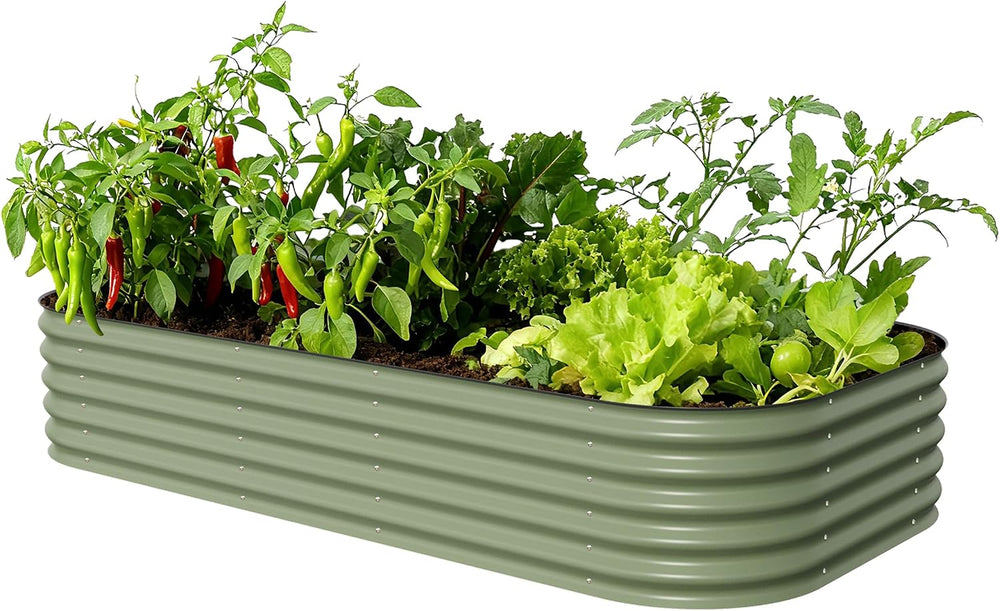 Vego garden Raised Garden Bed Kit, 17" Tall 10 in 1 Jumbo Modular Metal ...