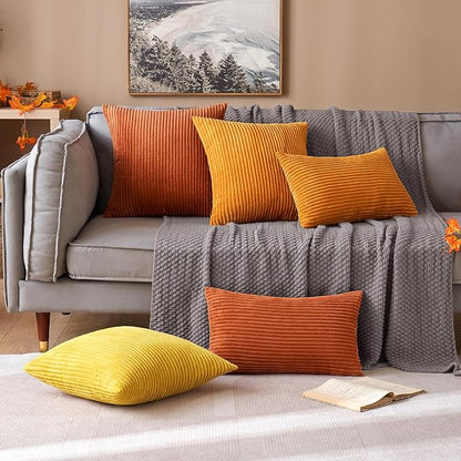 MIULEE Pack of 2 Burnt Orange Pillow Covers 12x20 Inch Soft Boho Striped - Image 7